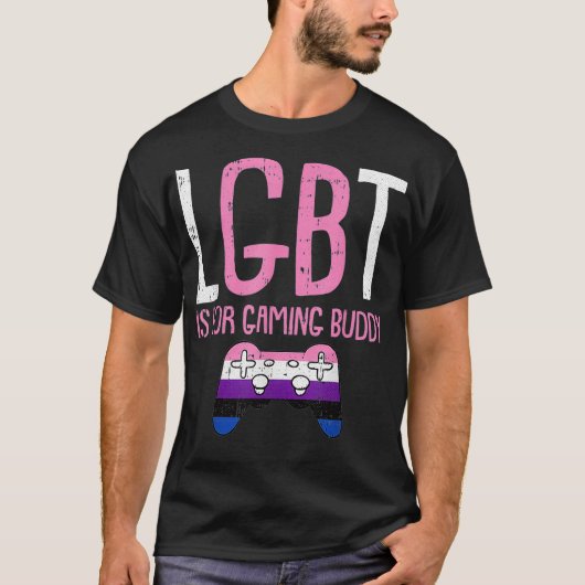 Gaming Buddy LGBTQ Funny Genderfluid Pride Flag Al Tシャツ (正面)