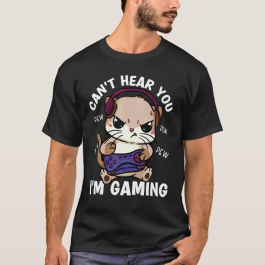 Gaming Cat Cant Hear You Im Gaming Gamer Cat Kids  Tシャツ (正面)