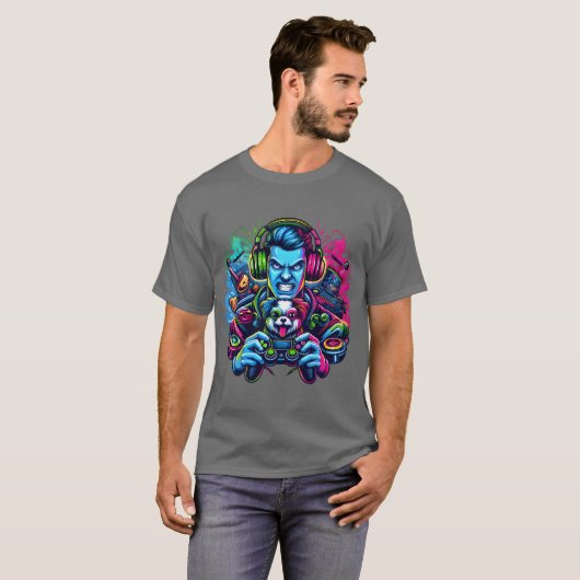 Gaming Co-Pilot - Dog Lover Gamer Art Tシャツ (正面フル)