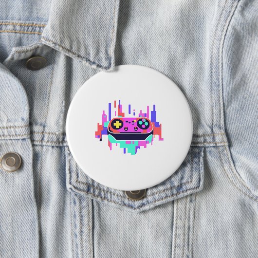 Gaming controller pixelated badge rond 10cm 缶バッジ (インサイチュ)