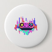 Gaming controller pixelated badge rond 10cm 缶バッジ (正面)