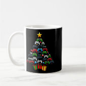 Gaming Controllers Christmas Tree Funny Gamer Boys コーヒーマグカップ (左)