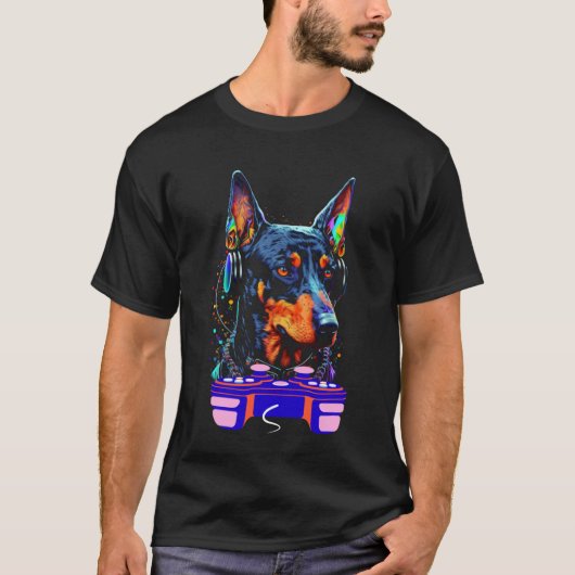 Gaming Doberman Pinscher Dog Player Video Gamer  M Tシャツ (正面)