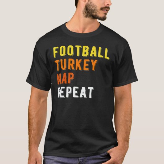 Gaming Football Turkey Nap Repeat Pumpkin Men Than Tシャツ (正面)