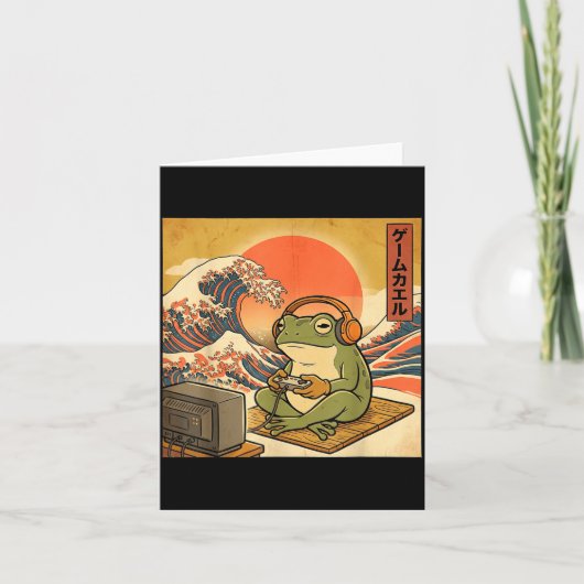 Gaming Frog Art Ukiyo-e Japanese Gamer Anime Men W カード (正面)