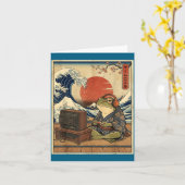 Gaming Frog Art Ukiyo-e Japanese Gamer Anime Men W カード (黄色い花)