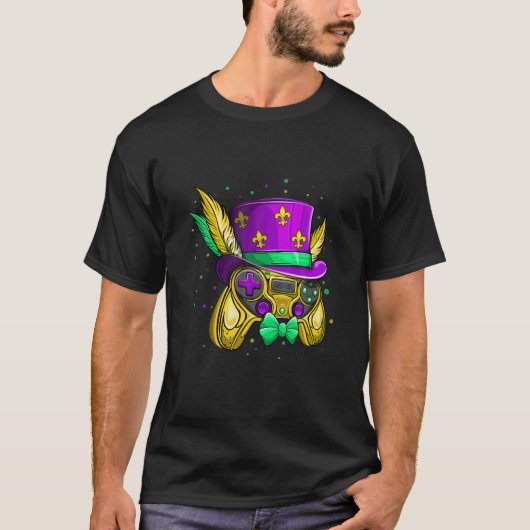 Gaming Game Controller Beads Parade Happy Mardi Gr Tシャツ (正面)