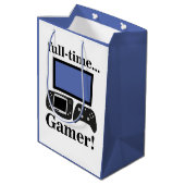 Gaming Gamer Funny Birthday ミディアムペーパーバッグ (裏面アングル)