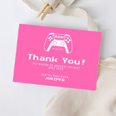 Gaming Girls Hot Pink Kids Birthday Party サンキューカード