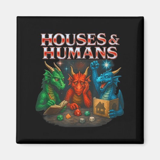 Gaming Houses And Humans Funny Game Rpg Gamer Men  マグネット (正面)