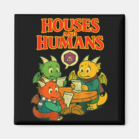 Gaming Houses And Humans Funny Rpg Gamer Men Boys マグネット (正面)