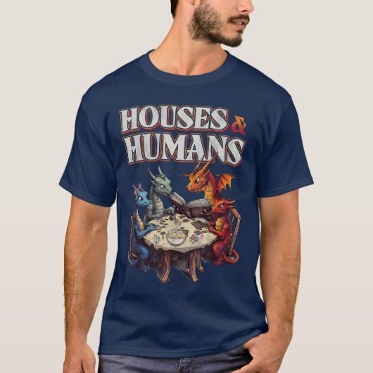 Gaming Houses Humans Funny RPG Parody Gamer Men Bo Tシャツ (正面)