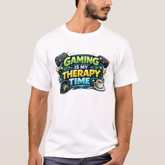 Gaming Is My Therapy Time Tシャツ (正面)