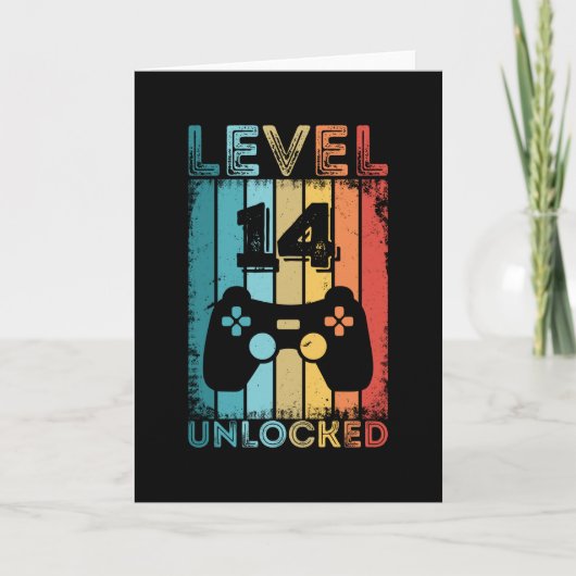 Gaming Level 14 Unlocked 14th Birthday Gift Gamer カード (正面)