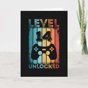 Gaming Level 14 Unlocked 14th Birthday Gift Gamer カード