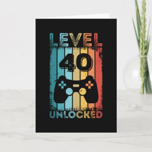 Gaming Level 40 Unlocked 40th Birthday Gift Gamer カード
