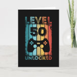 Gaming Level 50 Unlocked 50th Birthday Gift Gamer カード<br><div class="desc">Funny Level 50 Unlocked 50th Birthday Gift for Gamer and Gaming Enthusiast. Present for men women boys or girl kids and children who love to game & playing games. Retro Vintage Controller Bday design.</div>