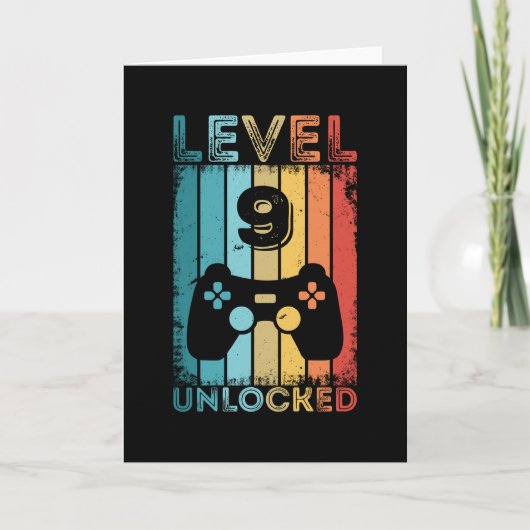 Gaming Level 9 Unlocked 9th Birthday Gift Gamer カード (正面)