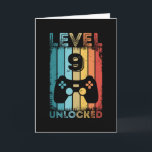 Gaming Level 9 Unlocked 9th Birthday Gift Gamer カード<br><div class="desc">Funny Level 9 Unlocked 9th Birthday Gift for Gamer and Gaming Enthusiast. Present for men women boys or girl kids and children who love to game & playing games. Retro Vintage Controller Bday design.</div>