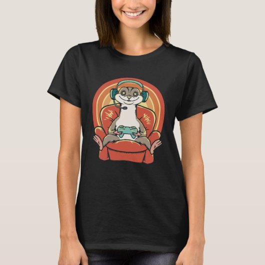 Gaming Meerkat Outfit For Gamers Tシャツ (正面)