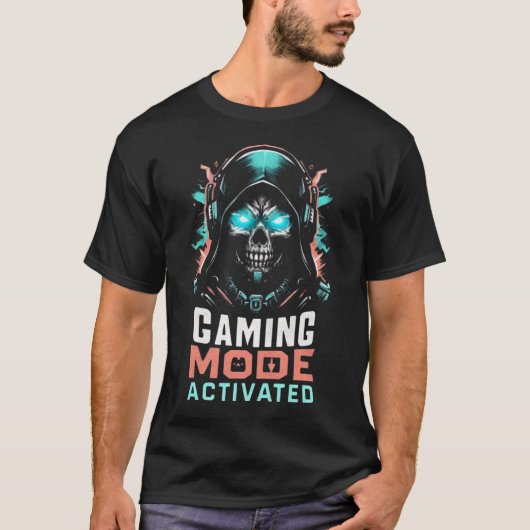 Gaming Mode Activated: Hooded Skull Gamer Tシャツ (正面)