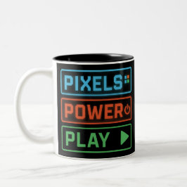 Gaming Mug – Pixels Power Play Neon Coffee Cup ツートーンマグカップ