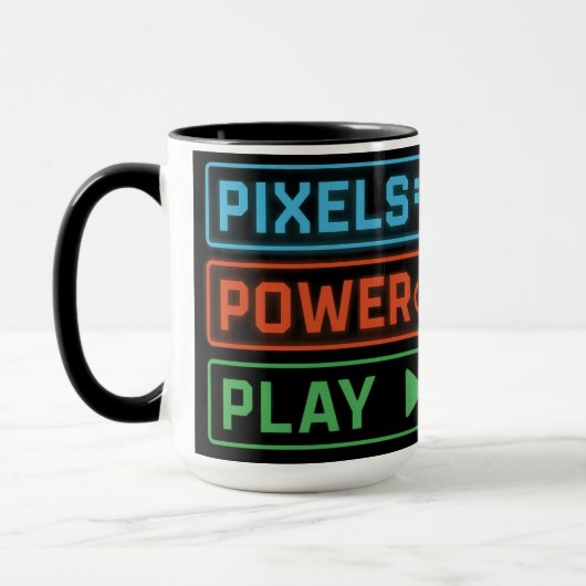 Gaming Mug – Pixels Power Play Neon Coffee Cup マグカップ (左)