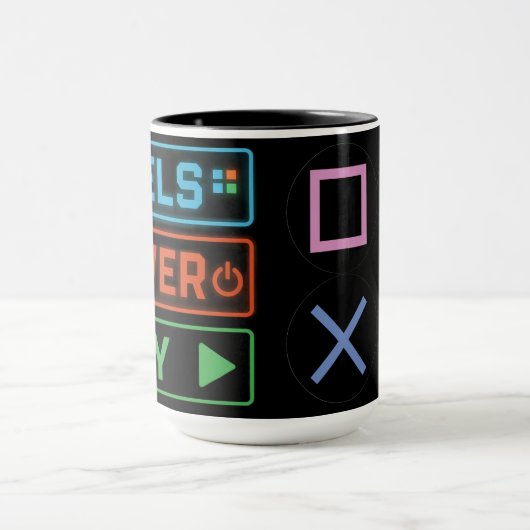 Gaming Mug – Pixels Power Play Neon Coffee Cup マグカップ (中央)