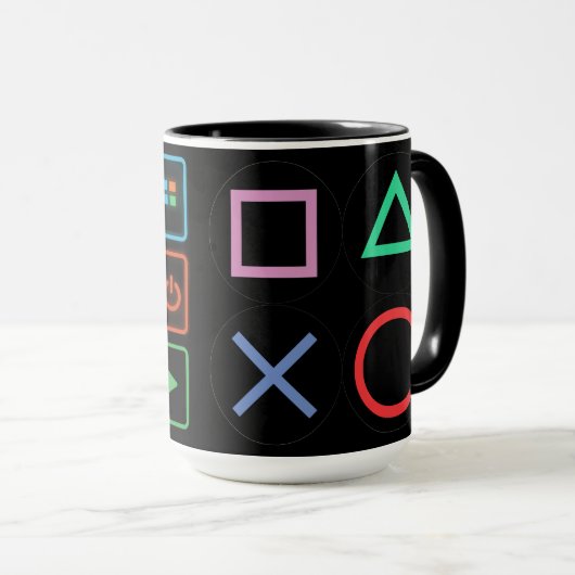 Gaming Mug – Pixels Power Play Neon Coffee Cup マグカップ (正面右)