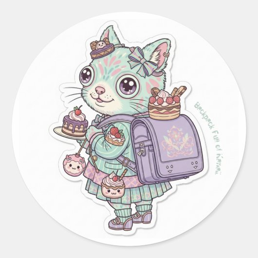 🍰Gaming Neko Maid - Ransel Fun🎒 ラウンドシール (正面)
