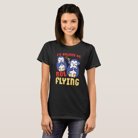 Gaming Penguin I'd Rather Be Not Flying Tシャツ (正面フル)