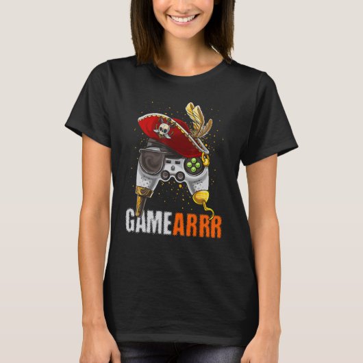 Gaming Pirate Hat controller Video Game Controller Tシャツ (正面)