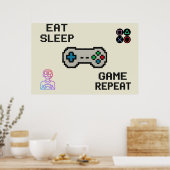 Gaming Poster – Pixel Art Gamer Room Wall Print ポスター (キッチン)