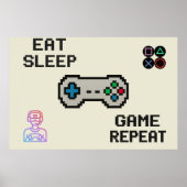 Gaming Poster – Pixel Art Gamer Room Wall Print ポスター (正面)