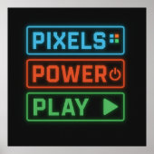 Gaming Poster – Pixels Power Play Neon Wall Art ポスター (正面)