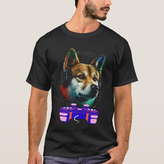 Gaming Shiba Inu Dog Player Animal Video Gamer Me Tシャツ (正面)