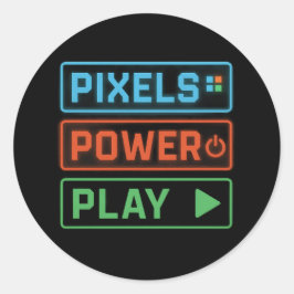 Gaming Stickers – Pixels Power Play Gamer Decals ラウンドシール