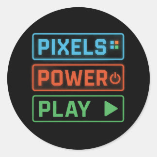 Gaming Stickers – Pixels Power Play Gamer Decals ラウンドシール