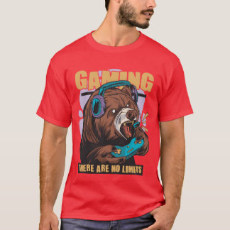 Gaming there are no limits nerd gamer video game f tシャツ