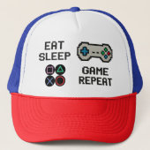 Gaming Trucker Hat – Pixel Art Gamer Snapback キャップ (正面)