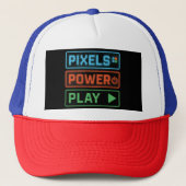Gaming Trucker Hat – Pixels Power Play Gamer Cap キャップ (正面)