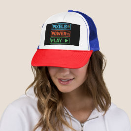 Gaming Trucker Hat – Pixels Power Play Gamer Cap キャップ