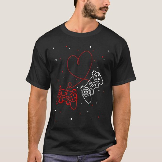 Gaming Valentine Video Games Funny Gamers Cute Hea Tシャツ (正面)