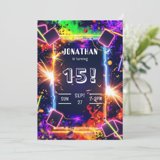 Gaming Video Custom Age Birthday Invitation 招待状 (スタンド正面)