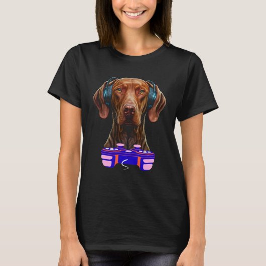 Gaming Vizsla Dog Player Animal Video Gamer  Men K Tシャツ (正面)