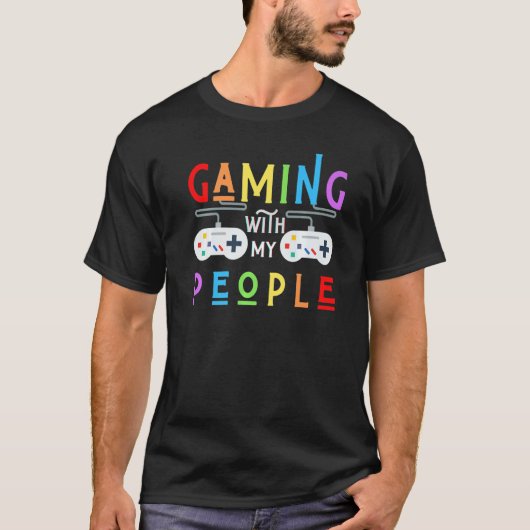 Gaming With My People Gamer Video Game Men B Tシャツ (正面)