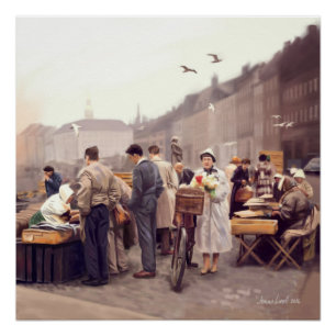 Gammelの繊維のFishmarket ポスター