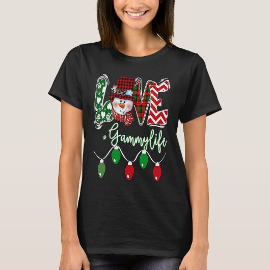 Gammy Snowman Love Gammy Life Christmas Red Plaid Tシャツ (正面)