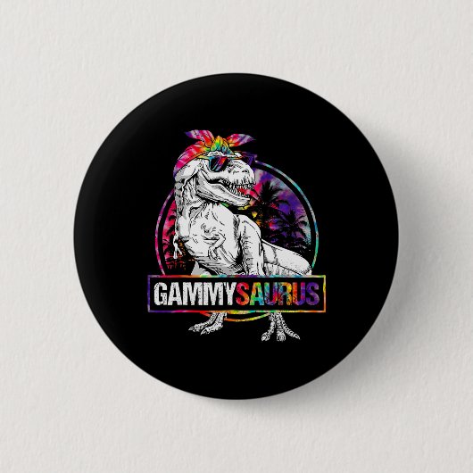 Gammysaurus Dinosaur Gammy Saurus Family Matching  缶バッジ (正面)