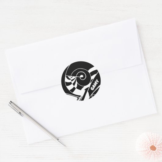 GAMY Black Logo Aufkleber ラウンドシール (封筒)